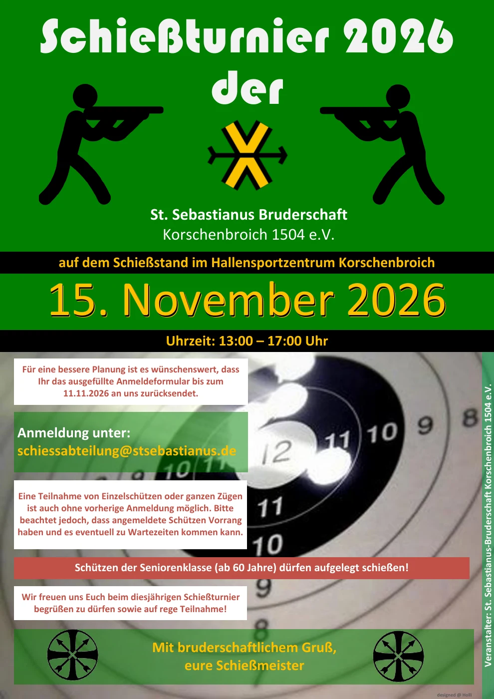 Originalplakat zum Schießturnier 2026 der St. Sebastianus-Bruderschaft Korschenbroich